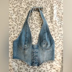 Katrina Lace Up Denim Corset